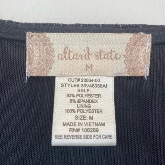 Altar'd State Shimmering Black Stretch Velvet Long Sleeve Mini Dress - Picture 6 of 7